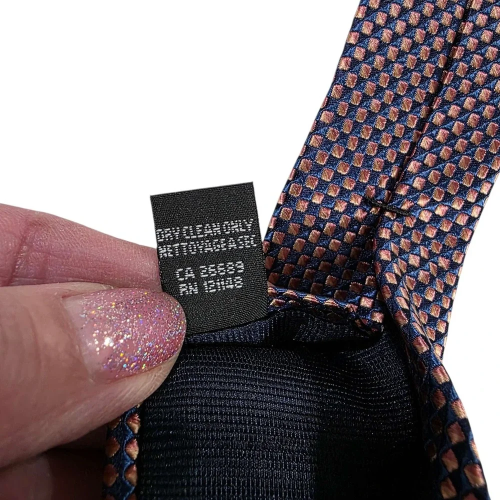 MICHAEL KORS Silk Tie Men Polka Dot Pattern Necktie Navy Pink Dress Preppy Style